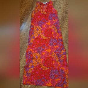 RARE Vintage 1970’s I.MAGNIN & Co. Retro Colorful Maxi Loungewear Dress Beach M